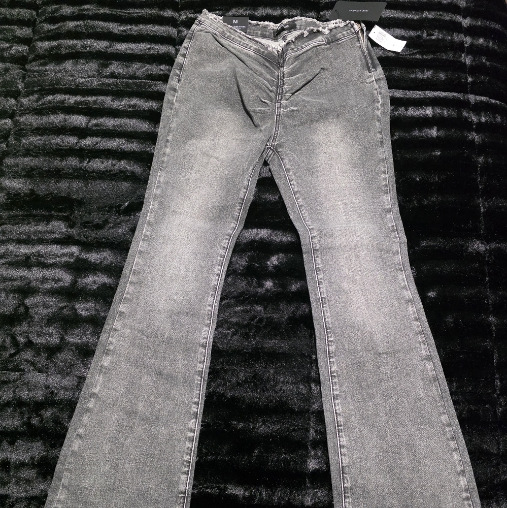 Hot Topic Gray Flare Wide Leg Jeans